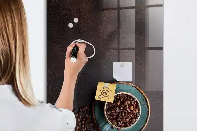 Quadro magnético com caneta e estampa de grãos de café