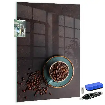 Quadro magnético com caneta e estampa de grãos de café