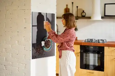 Quadro magnético com caneta e estampa de grãos de café