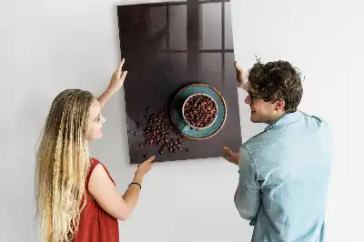 Quadro magnético com caneta e estampa de grãos de café