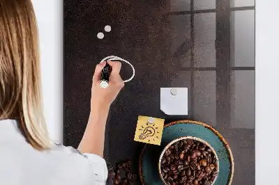 Quadro magnético com caneta e estampa de grãos de café