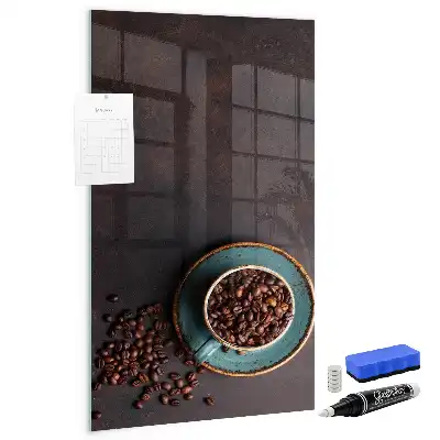 Quadro magnético com caneta e estampa de grãos de café