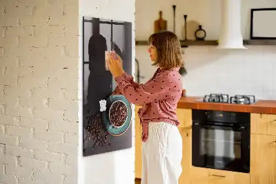Quadro magnético com caneta e estampa de grãos de café