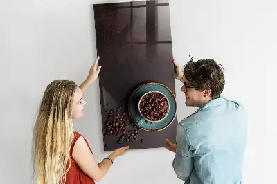 Quadro magnético com caneta e estampa de grãos de café