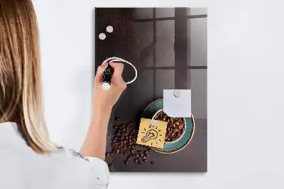 Quadro magnético com caneta e estampa de grãos de café