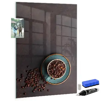Quadro magnético com caneta e estampa de grãos de café