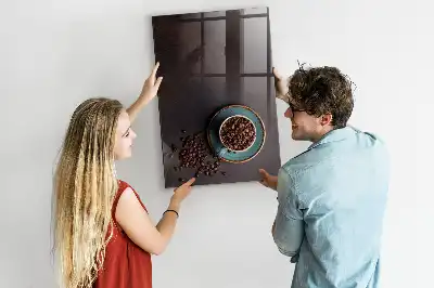 Quadro magnético com caneta e estampa de grãos de café