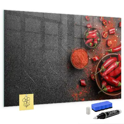 Quadro magnético de apagar a seco estampa de pimentões vermelhos