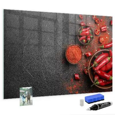 Quadro magnético de apagar a seco estampa de pimentões vermelhos