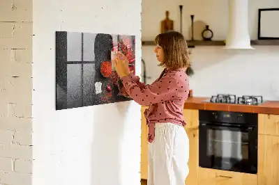 Quadro magnético de apagar a seco estampa de pimentões vermelhos