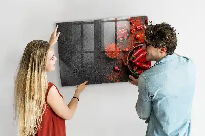 Quadro magnético de apagar a seco estampa de pimentões vermelhos