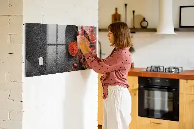Quadro magnético de apagar a seco estampa de pimentões vermelhos