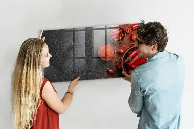 Quadro magnético de apagar a seco estampa de pimentões vermelhos