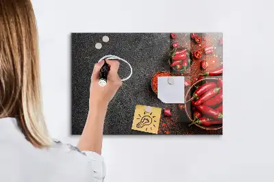 Quadro magnético de apagar a seco estampa de pimentões vermelhos