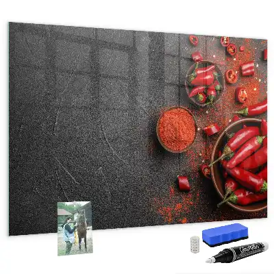 Quadro magnético de apagar a seco estampa de pimentões vermelhos