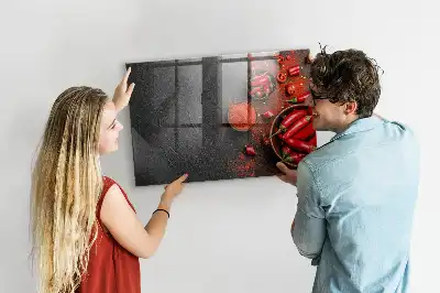 Quadro magnético de apagar a seco estampa de pimentões vermelhos