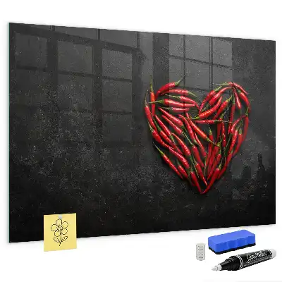 Quadro magnético de apagar a seco formato coração