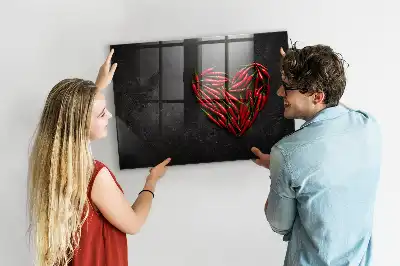Quadro magnético de apagar a seco formato coração