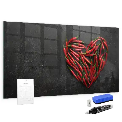 Quadro magnético de apagar a seco formato coração
