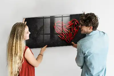 Quadro magnético de apagar a seco formato coração