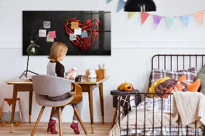 Quadro magnético de apagar a seco formato coração