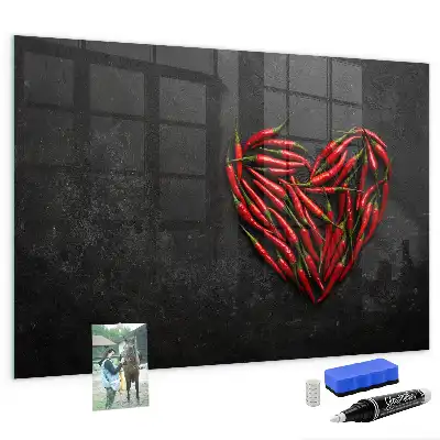 Quadro magnético de apagar a seco formato coração