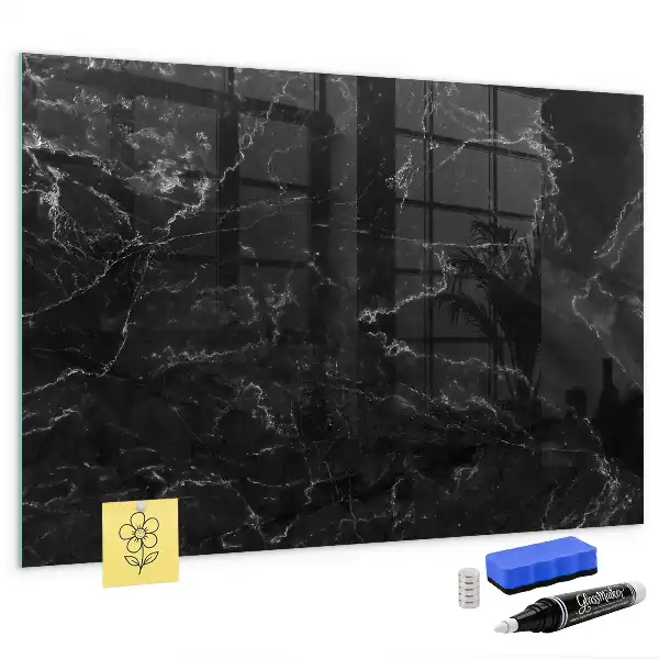 Quadro magnético com caneta mármore preto