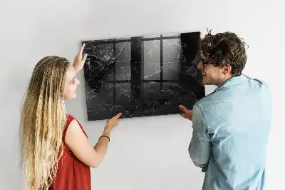 Quadro magnético com caneta mármore preto