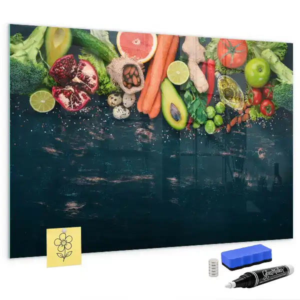 Quadro magnético de apagar a seco estampa de vegetais na mesa