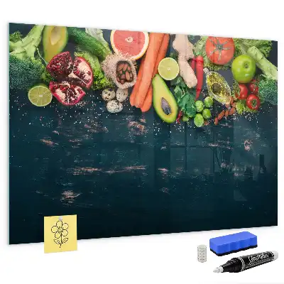 Quadro magnético de apagar a seco estampa de vegetais na mesa