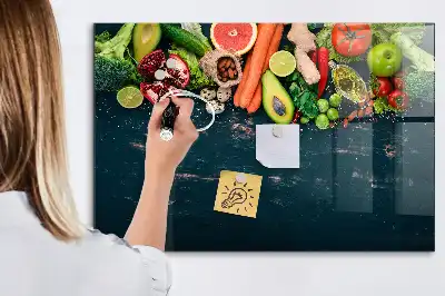 Quadro magnético de apagar a seco estampa de vegetais na mesa