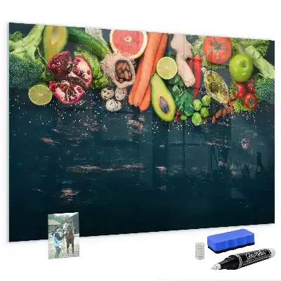 Quadro magnético de apagar a seco estampa de vegetais na mesa
