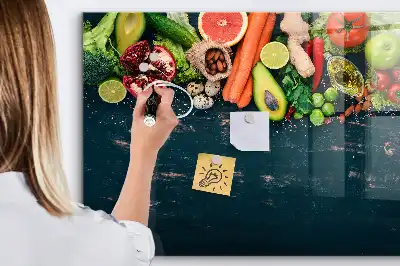 Quadro magnético de apagar a seco estampa de vegetais na mesa