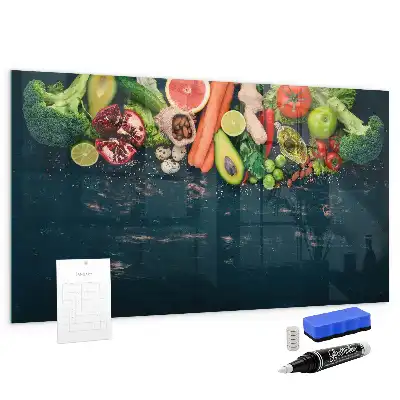 Quadro magnético de apagar a seco estampa de vegetais na mesa