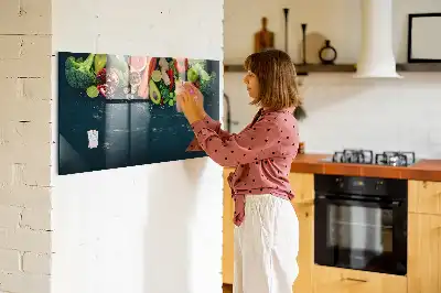 Quadro magnético de apagar a seco estampa de vegetais na mesa