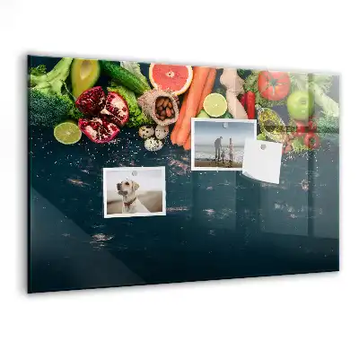 Quadro magnético de apagar a seco estampa de vegetais na mesa