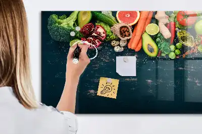 Quadro magnético de apagar a seco estampa de vegetais na mesa