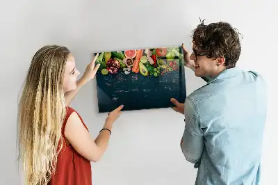 Quadro magnético de apagar a seco estampa de vegetais na mesa