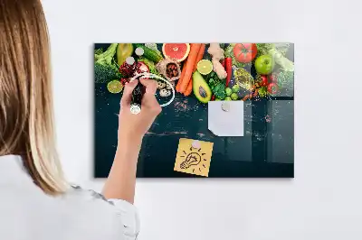 Quadro magnético de apagar a seco estampa de vegetais na mesa