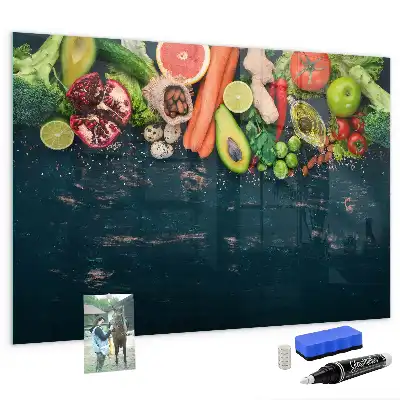 Quadro magnético de apagar a seco estampa de vegetais na mesa