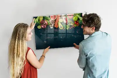 Quadro magnético de apagar a seco estampa de vegetais na mesa