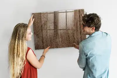 Quadro magnético com caneta em madeira escura