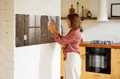 Quadro magnético com caneta em madeira escura