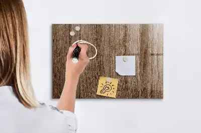 Quadro magnético com caneta em madeira escura