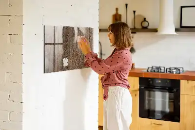 Quadro magnético com caneta em madeira escura