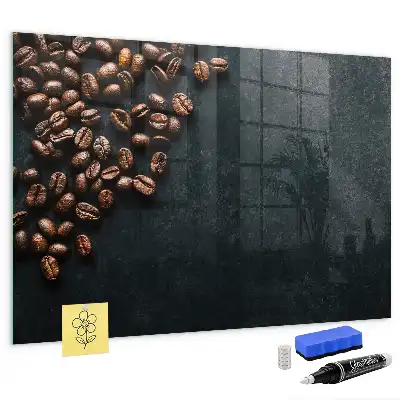 Quadro magnético com caneta e estampa de grãos de café