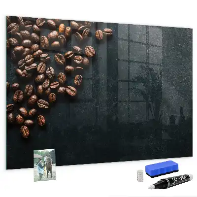 Quadro magnético com caneta e estampa de grãos de café