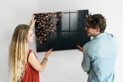 Quadro magnético com caneta e estampa de grãos de café