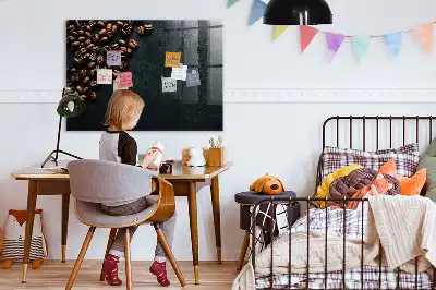 Quadro magnético com caneta e estampa de grãos de café