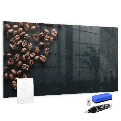 Quadro magnético com caneta e estampa de grãos de café